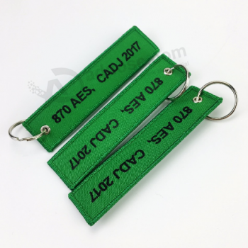 Promotion Woven Key Tags Fabric Embroidered Label Keychain