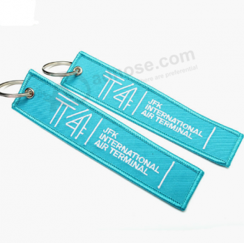 Tag chaves do vôo da tela da sarja etiquetas chaves do bordado relativo à promoção da lembrança