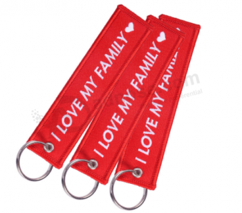 Customized Red Embroidery Tag airport Flight key tag