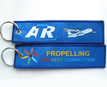Best selling fabric key holder airplane embroidery keychain