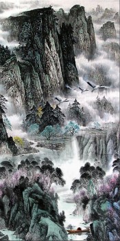 B127手绘优质墨水景观中国名画为门廊装饰
