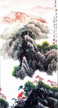 B139 kleuren inkt landschap, moderne stijl chinese veranda achtergrond schilderen