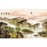 B140 de zon opkomt in het oosten, chinese groothandel leveranciers muur decor inkt wassen schilderij