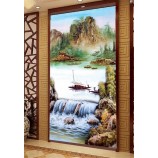B142 peinture à l'encre de paysage de bateaux belles rivières et montagnes pour la décoration murale