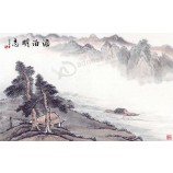 B144 blasse farbe landschaft tinte malerei, wohnzimmer tv hintergrund dekoration malerei