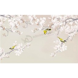 B424 pintura decorativa de la magnolia blanca elegante y estética, pintura de pared del fondo de la TV