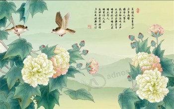 B150 цветки гибискуса цветут китайская декоративная живопись