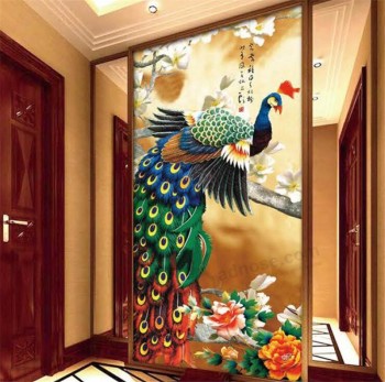 B151 neo-Belle peinture à l'encre d'imprimerie numérique de paon de style chinois