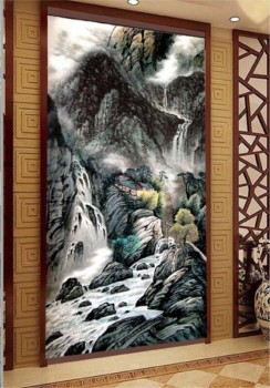 B158 High Mountain and Flowing Water Ink Painting for Home Decor