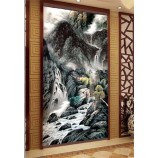 B158 hoge berg en stromend water inkt schilderij voor home decor