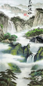 B159 High Mountain and Flowing Water Ink Painting for Porch Decoration