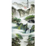 B159 hoge berg en stromend water inkt schilderij voor veranda decoratie