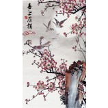 B161 china stijl kunst voor muur bloem pruimenbloesem en vogels foto inkt schilderij voor veranda decoratie
