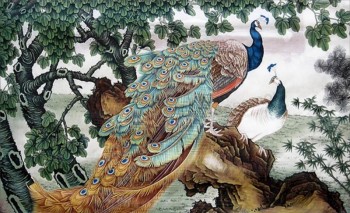 B162 Peacock Wall Art Painting Beautiful Decorative Mural