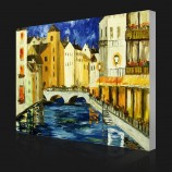 Nee, cx014 handgemaakte kleurrijke water huis kunst abstracte olieverfschilderij
