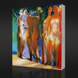 Nee, cx044 home goods wall art abstract olieverfschilderij van een naaktfeestje