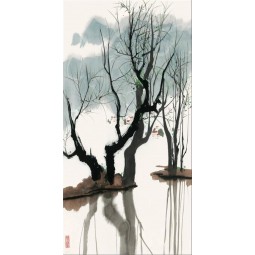 B176 New Chinese Style Living Room Spring Willow Ink Decorative Painting  Porch Background Wall Painting
