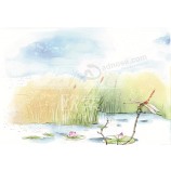 A055 handprint libellule paysage encre peinture tv fond décor