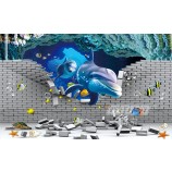 A231 3d baksteen achtergrondmuur onderwaterwereld gedrukte inkt schilderij muurschildering voor kinderkamer decoratie