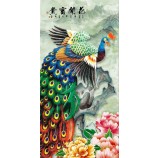Flores de la peonía b191 y pintura decorativa de la pintura del pavo real