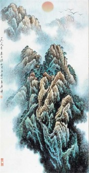 B198 yuping pico montaje huangshan agua y pintura de paisaje de tinta para la decoración de la casa