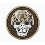 Embossed Name Logo Rubber Badge Skull Patches with Hook and Loop