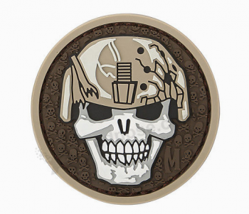 Embossed Name Logo Rubber Badge Skull Patches with Hook and Loop