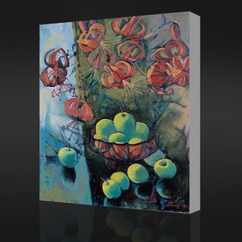 Nee, cx069 groene fles fruit canvas kunst abstract olieverfschilderij voor wanddecoratie