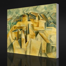 아니, cx080 언덕에 주택의 아름 다운 그림 추상 유화 집 장식입니다