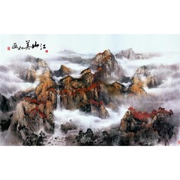 B205美丽的中国风景的酒店背景水墨画