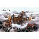 B205 prachtige chinese landschap van het hotel achtergrond inkt schilderij