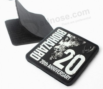 Embossed Logo Soft PVC Rubber Patches With Back Hook