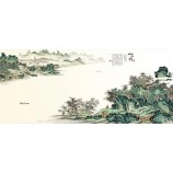 B206 chinese inkt schilderij van bergen en rivier landschap afdrukken
