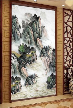 B213美しい山と川伝統的な中国の墨絵のポーチの装飾