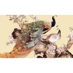 B218 chinesische Tuschmalerei Pfau TV Hintergrund Wand