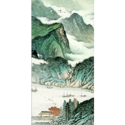 B219 paisajes en el mural del pórtico de la pintura de la tinta de las montañas esmeralda