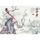 B233 Landscape of Plum Blossoms Ink Painting TV Background Decor