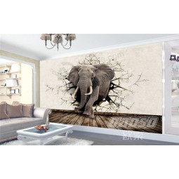 A236 코끼리 3d 3 차원 창조적 인 벽돌 벽 잉크 그림 어린이 방 장식