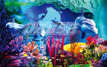 A240海豚水下世界墙艺术背景壁画为家庭装饰
