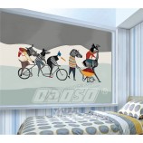 A253 handgeschilderde kunst dierengroep muurschilderingen voor muur achtergrond decoratie