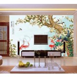 B269手-花と鳥のインキの絵画テレビの壁の背景の装飾を描いた