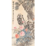 B271墨絵中国の絵画牡丹の花壁画アートの背景の装飾