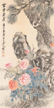 B271墨絵中国の絵画牡丹の花壁画アートの背景の装飾