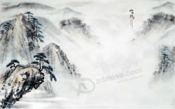 B426大气中国山水画墙艺术背景装饰