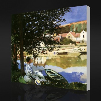 Nein-Yxp 005 Claude Monet-Flussszene bei Bennecourt, dem Kunstinstitut von Chicago _usa(1868)Impressionistisches Ölgemälde gedruckt