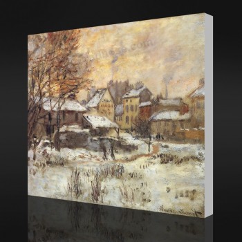 Nee-Yxp 016 claude monet-Sneeuweffect met ondergaande zon(1875)Impressionistische olieverf met op maat gemaakt