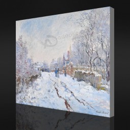 Ninguna-Yxp 017 claude monet-Escena de nieve en argenteuil(1875)Impresionista pintura al óleo arte de la pared impreso