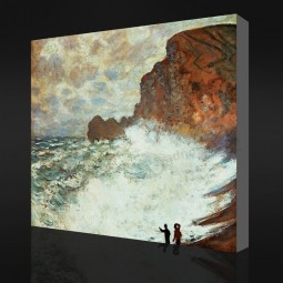 NO-YXP 019 Claude Monet - Stormy Weather at Étretat (1883) Impressionist Oil Painting  Art Printed for Wall Decoration