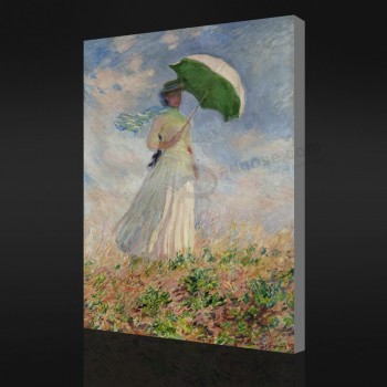 NO-YXP 022 Claude Monet - Study of a Figure Outdoors (Facing Right) (1886) Impressionist Oil Painting Wall Art Printed on Canvas