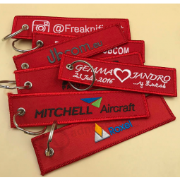 Wholesale custom embroidered remove keychain woven key tag